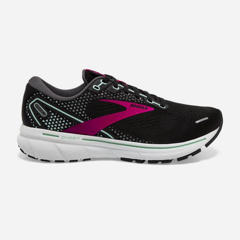 Brooks Ghost 14 Australia - Women's Cushioned Road Running Shoes - Black/Pink/Yucca/PaleTurquoise (9